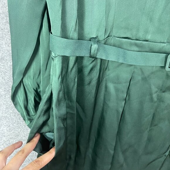 NEW $460 TOTÊME Murau Belted Dress‎ Emerald Green Sz Large Ling Sleeve Classic - Picture 8 of 10